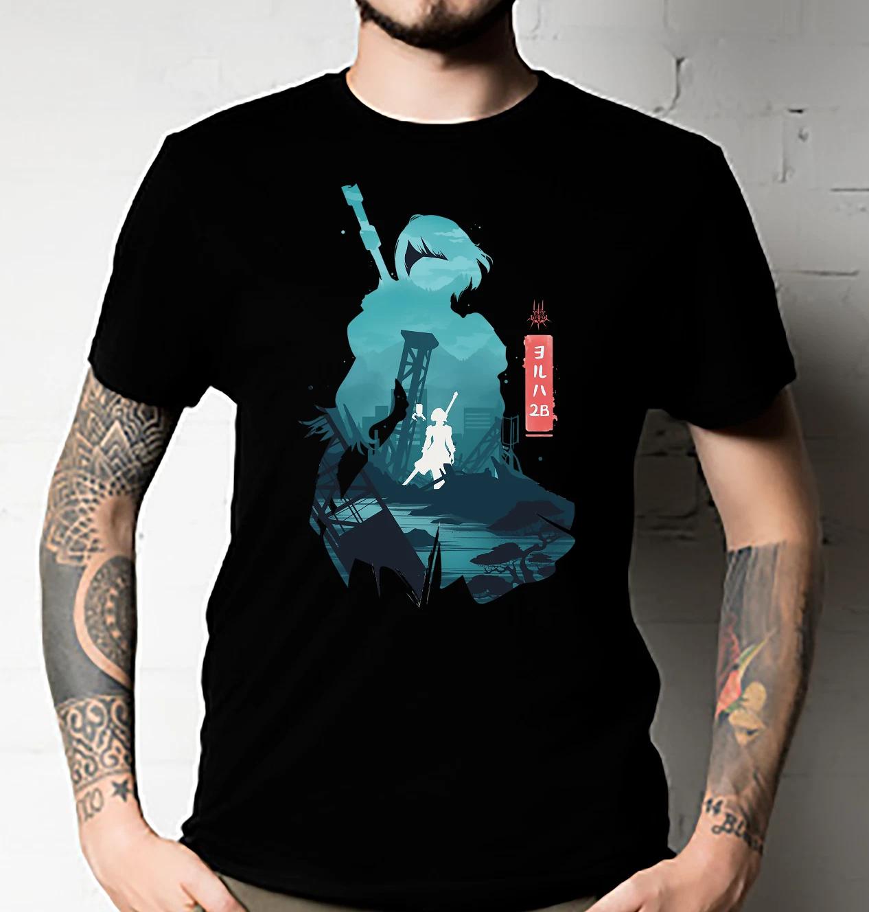 Men s and Women s T-shirts Nier Automata 2B YoRHae Shirt Cyber Punk Waifu graphic S