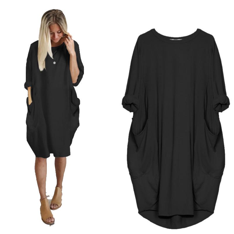 

Элегантное повседневное платье миди европейской и американской моды больших размеров для женщин 3X-Large чёрный