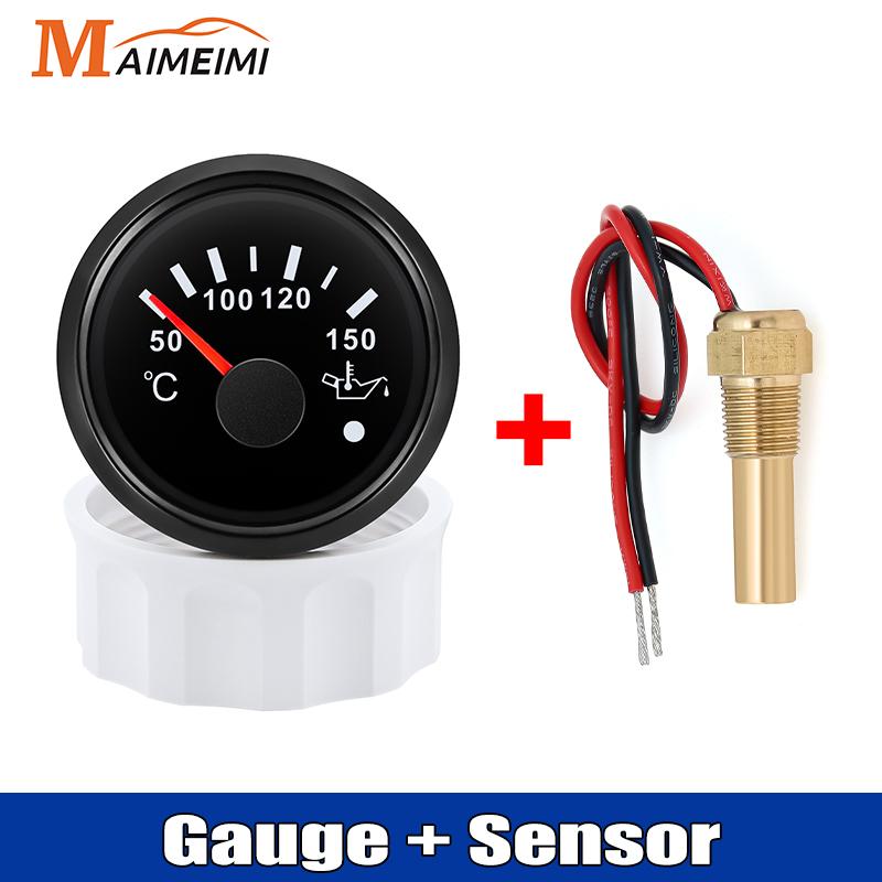52MM Car Gauge Oil Temperature Gauge 50-150°C Digital Oil Temp Sensor 1/8NPT With Alarm For 12V 24V Car Boat Marine Motorcycle