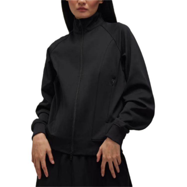 Adidas W Track Jacket Solid Color Stand Collar Zipper Long Sleeve Women Jackets Black JD9793