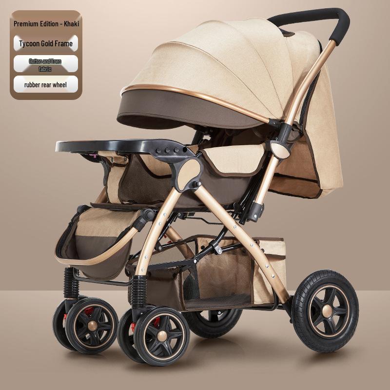 Lekki Składany Wózek Dziecięcy i Niemowlęcy z Regulacją Oparcia i Wysokim Stelażem