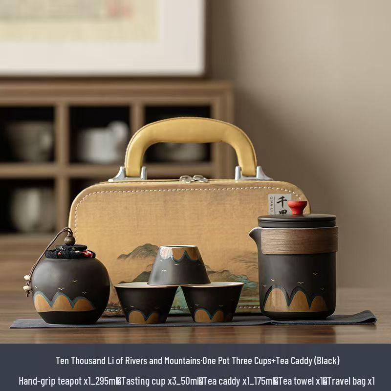 Portable Ceramic Gongfu Outdoor Tea Set with Kuaike Cups - Ideal for Business Gifts and Travel.