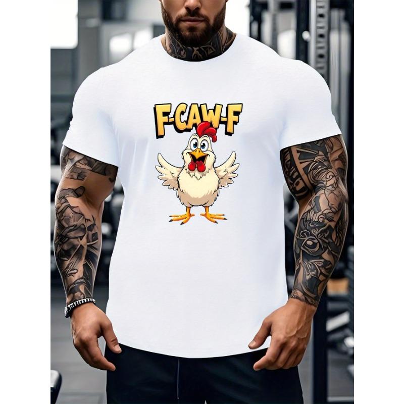 

European sizes Chicken F CAW F Crinkle Plus Size Men S T-Shirt 4XL білий