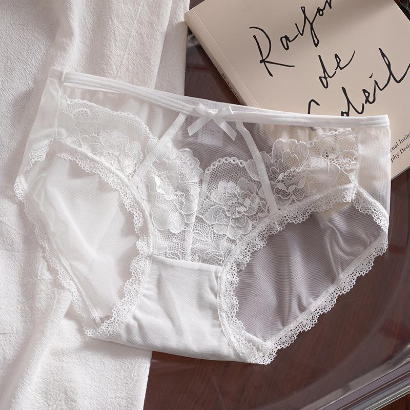 

Сексуальные полые трусики, женское нижнее белье, кружевные треугольные сетчатые удобные трусики большого размера со средней талией XL белый