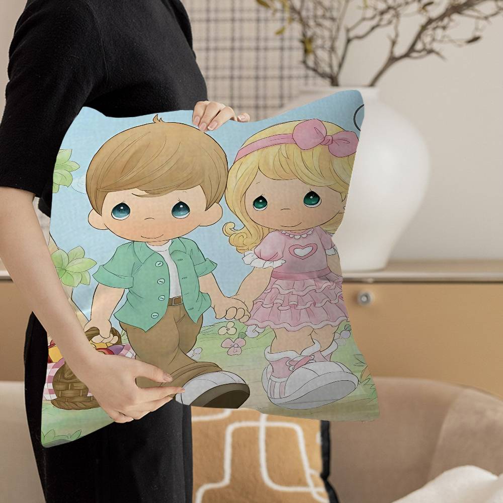 Precious Moments Cute Pillow Covers Cartoon Sofa Decorative Home Double-Sided Printing Short Plush Cute Cushion Cover