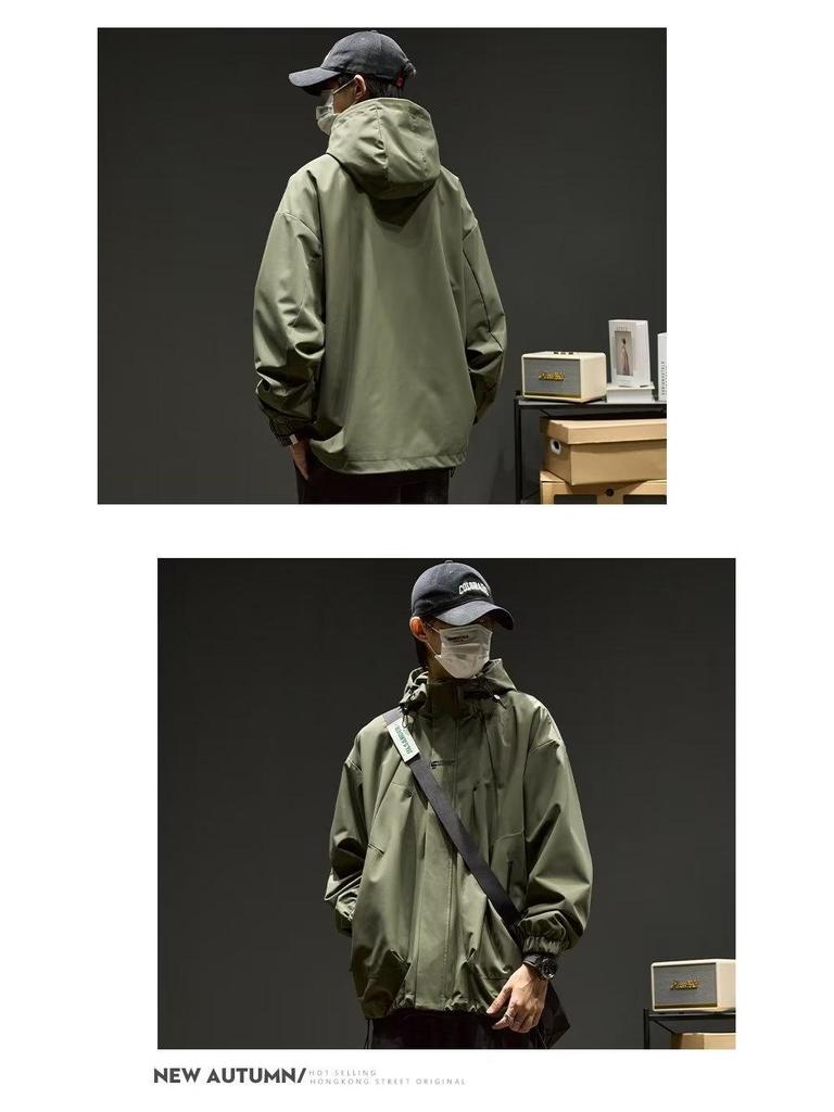 Męska japońska moda kurtka górska z kapturem - casualowa odzież wiosenno-jesienna