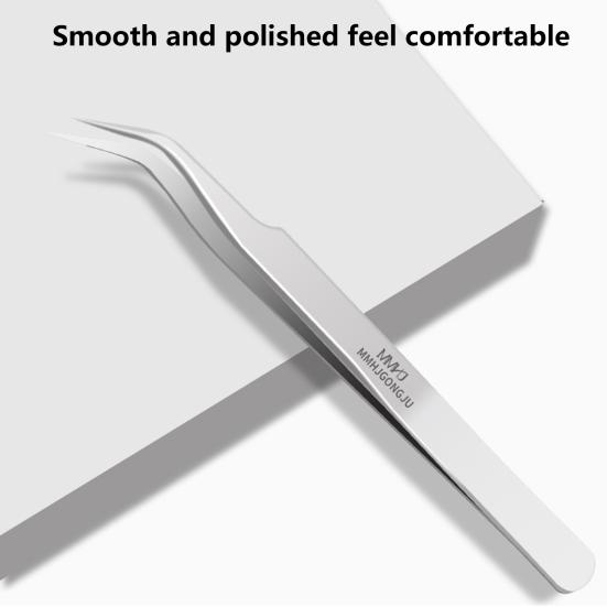 Anti-static Precision Tweezers Anti-deformation Pointed Curved Tip Stainless Steel High Hardness Eyebrow Tweezers Repair