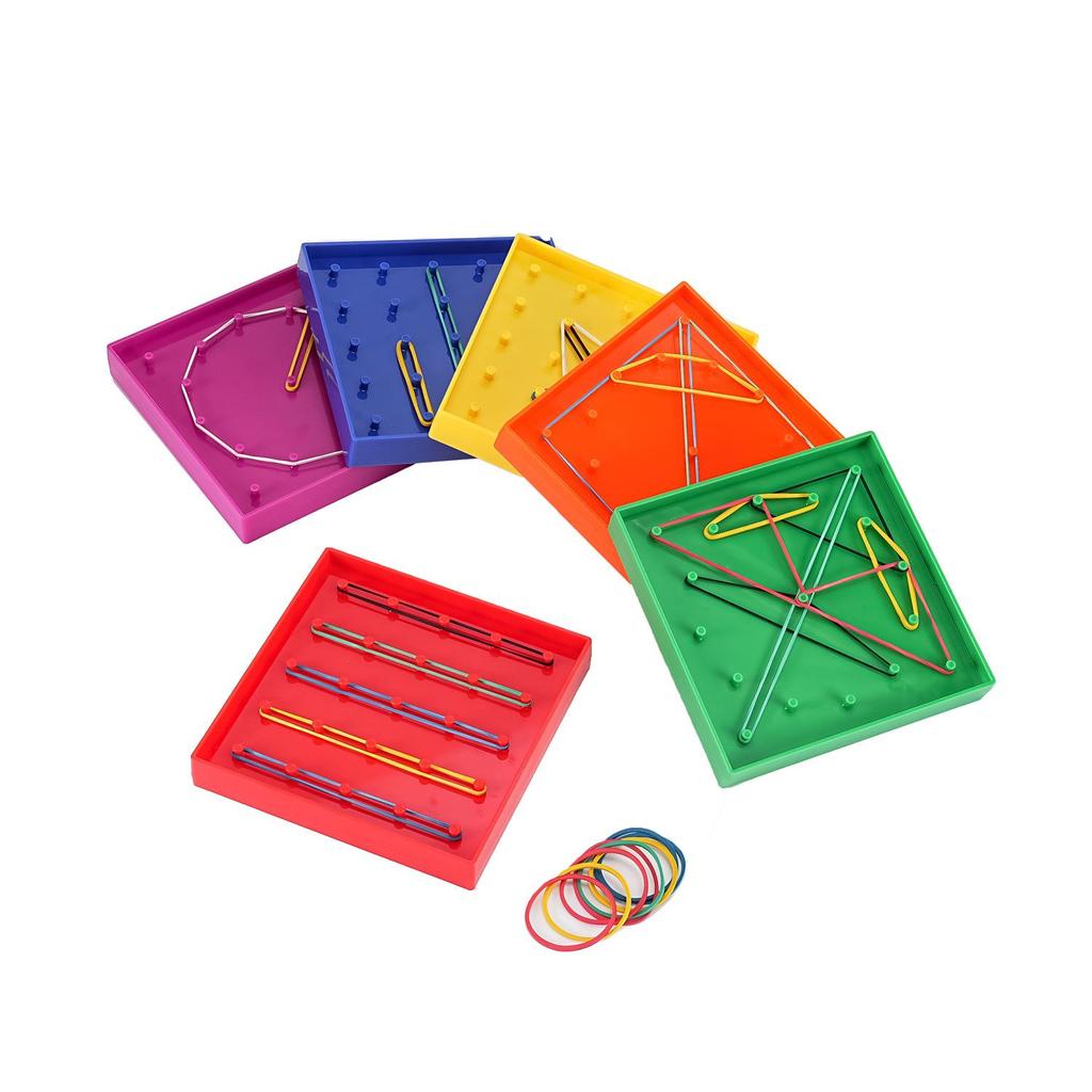 Double-Sided ABS Pegboard with Mushroom Heads - Montessori Geometry Aid for Lower Grades