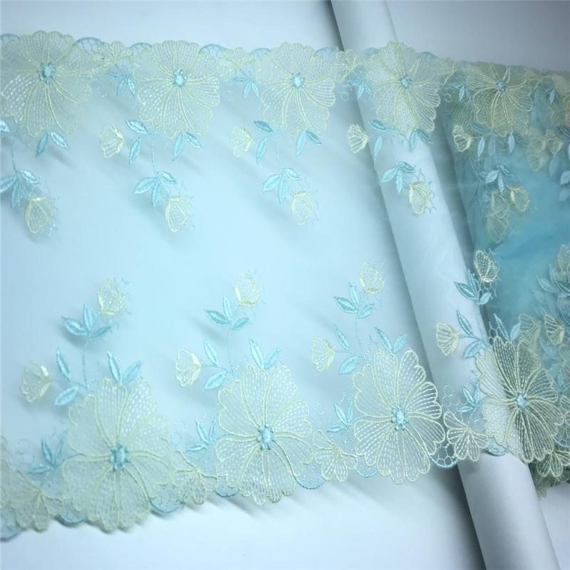 ( 2 Colors ) Embroidered Tulle Lace, 1m x 21.5cm, Non-stretch Floral Net lace Trim for Lingerie, Bra, Underwear, Dress, Garment, Sewing & Crafting