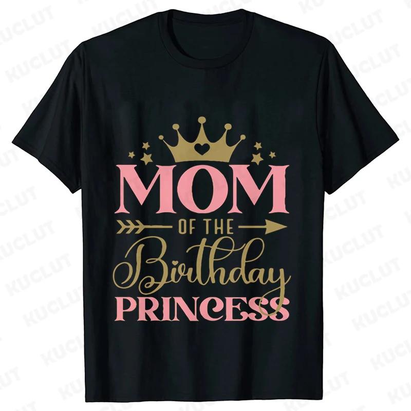Fashion Birthday Princess Girls Party T-shirt Family Gathering Matching Sibling Tees Kids Adult Clothing Crown Graphic Y2k Tops