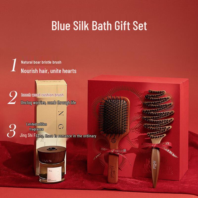 KRRAMEL Boar Bristle Air Cushion Massage Comb Gift Set Medium