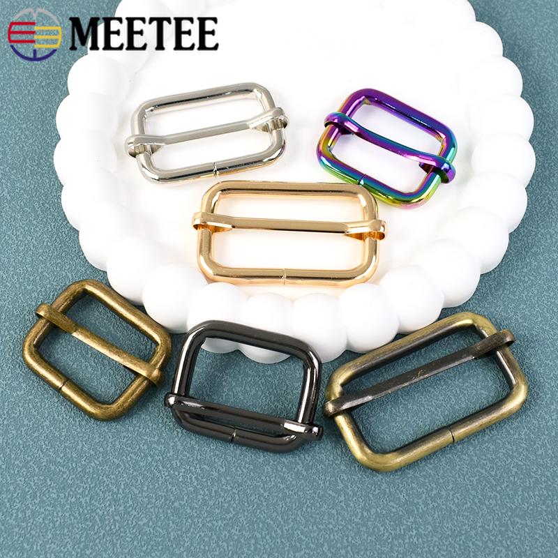 10Pcs Meetee 13-50mm Metal Buckle Backpack Belts Sliders Buckles Webbing Adjuster Clasp DIY Handbag Crafts Hardware Accessories