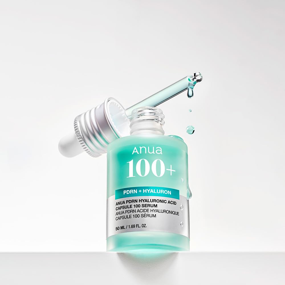 ANUA PDRN Hyaluronic Acid Capsules 100 Large Capacity Improves Skin and Dewy PDRN Hyaluronic Acid Serum for Dry and Combination Serum, 50ml, Serum,