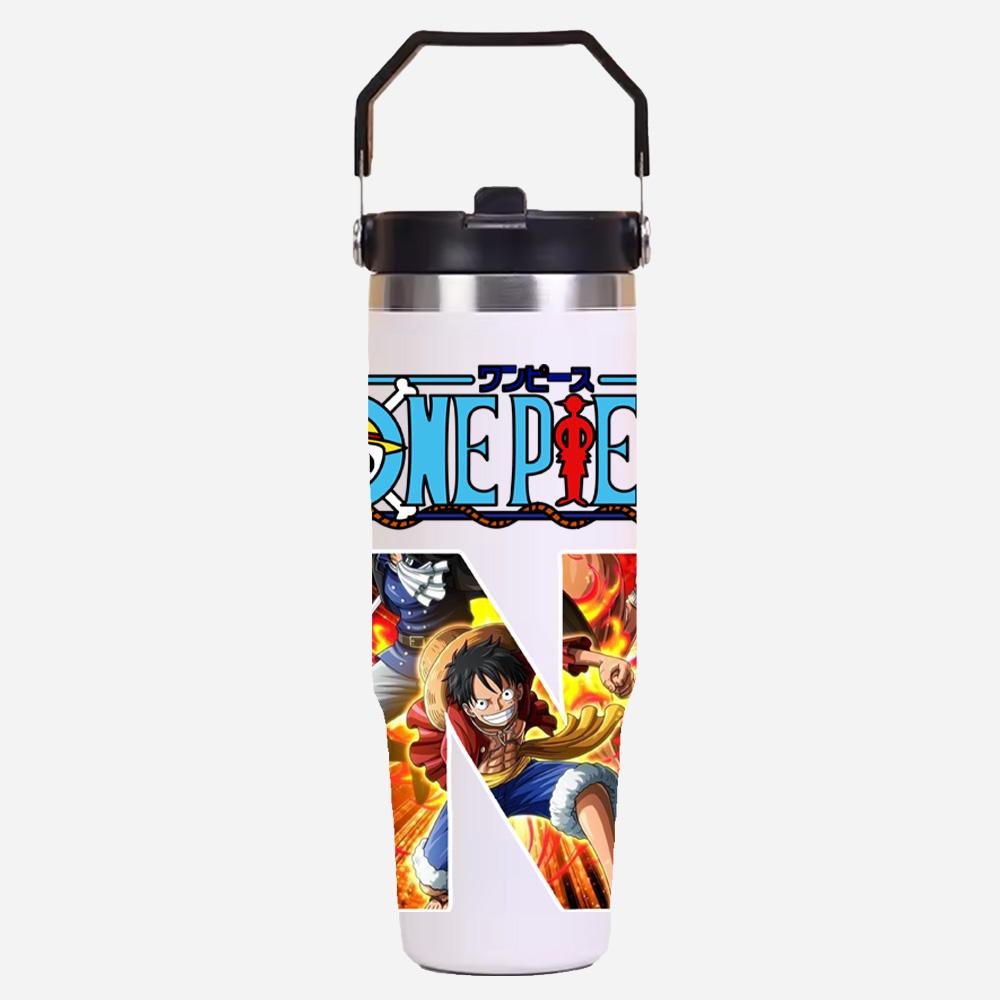 30oz Anime A-Z English Letter Printed Simple Solid Color Stainless Steel Thermos Water Cup Thermal Insulation Cold Ice Cup