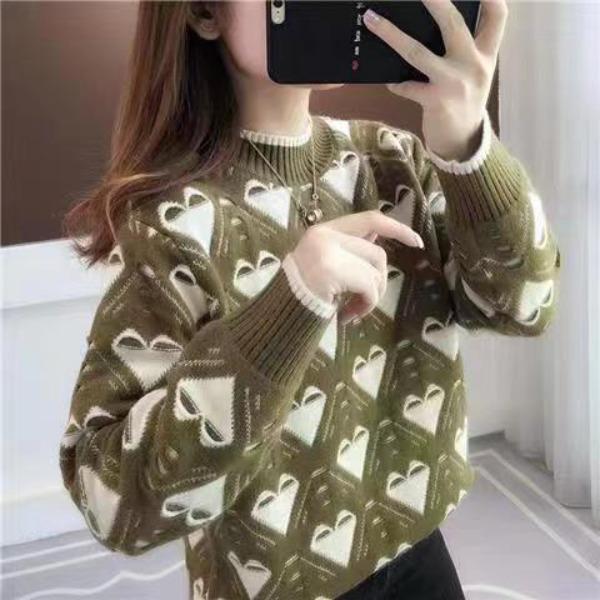 Thick and Loose Pullover for Women Fashionable and Casual Long-sleeved Knitted Sweater Trendy for Autumn and Winter