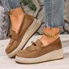 Fashion Bohemia Colorful Bead Decoration Loafer Shoes Women Autumn Comfort Hemp Wedge Heel Pumps Fashion Tassels Suede Slip On Shoes