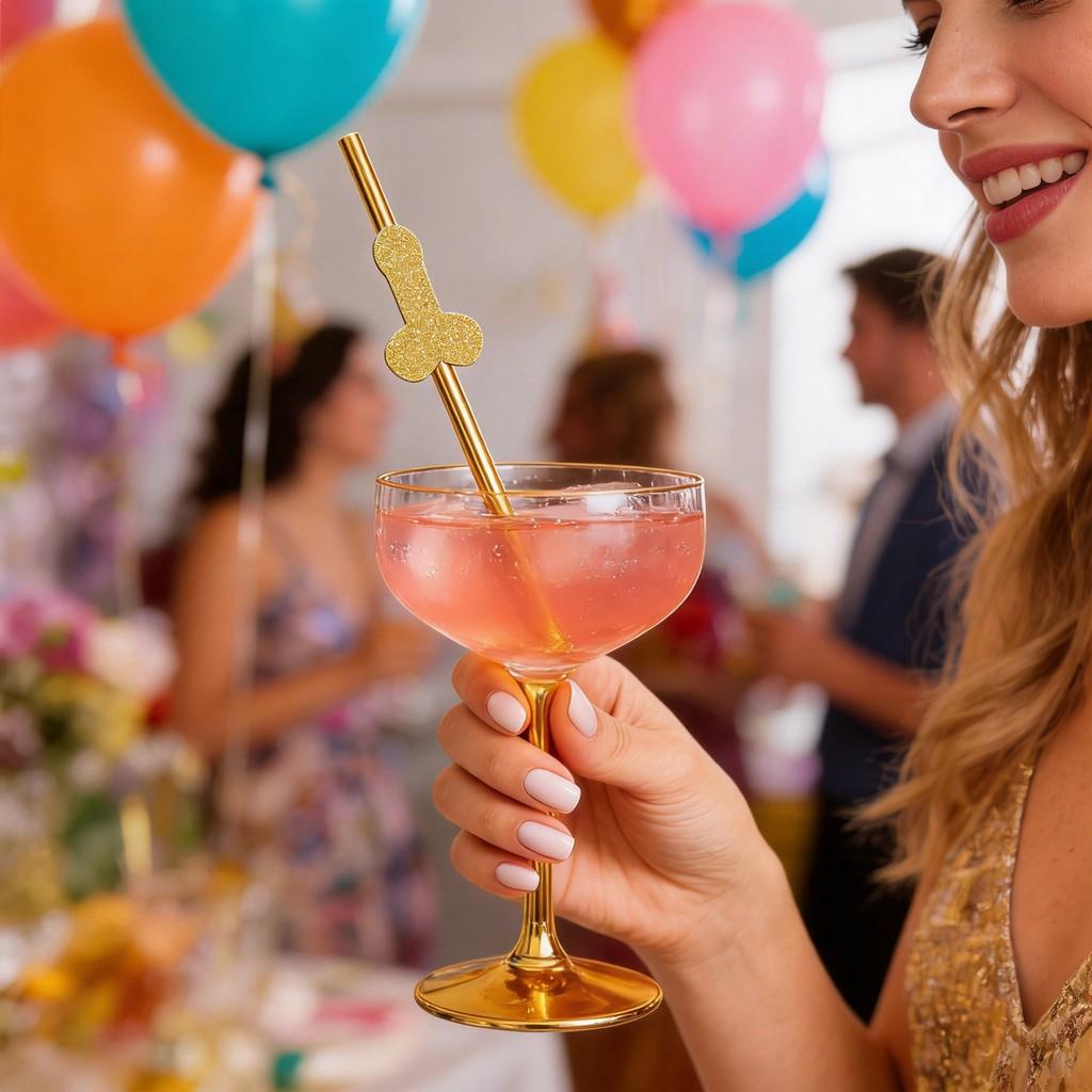 No Brand Paper Drinking Straws With Gold Stripes For Party Bar Decor