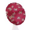 Butterfly Print Satin Sleeping Cap Wide Brim Nightcap Hair Care Turban Hat for Washing Face Skin-caring Make-up Cap