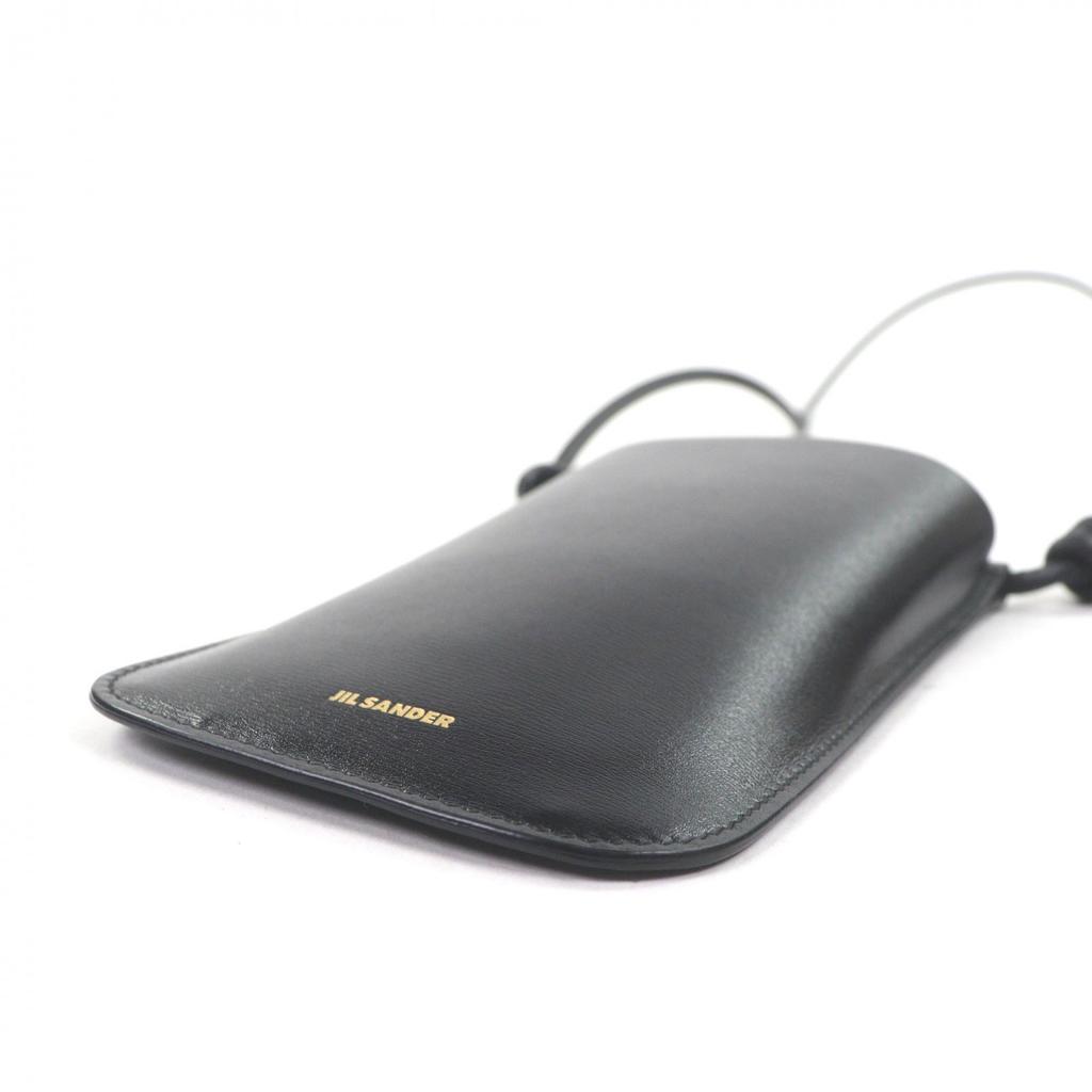 Excellent JIL SANDER Mobile Case GIRO PHONE CASE Logo Print Shoulder Bag Black Used