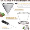 Stainless Steel Coffee Filter Reusable Coffee Dripper Manual Brewing Supplies Convenient Fine Filter Perfect for Coffee