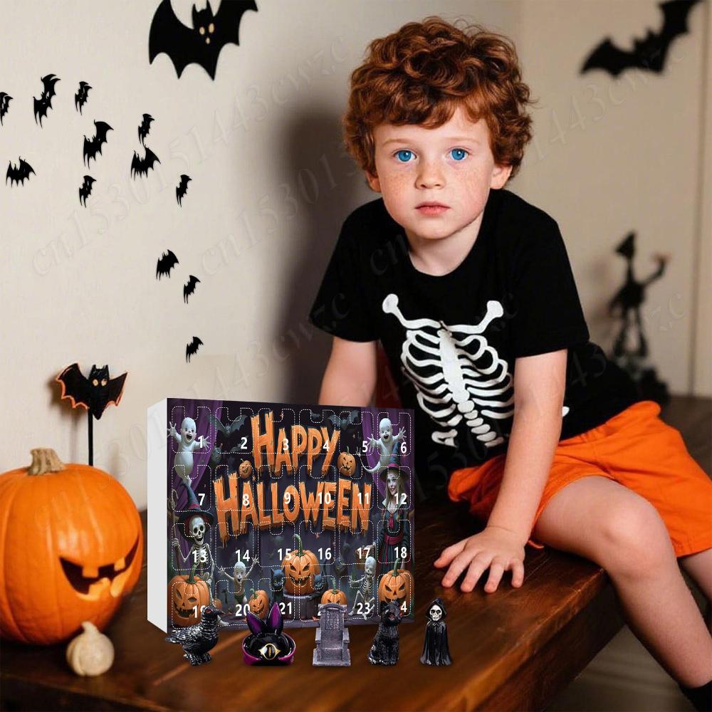 2026 Advent Calendar Halloween Surprise Gifts Box Scary Resin Dolls Ornaments 24 Days Countdown Calendars For Party Decorations