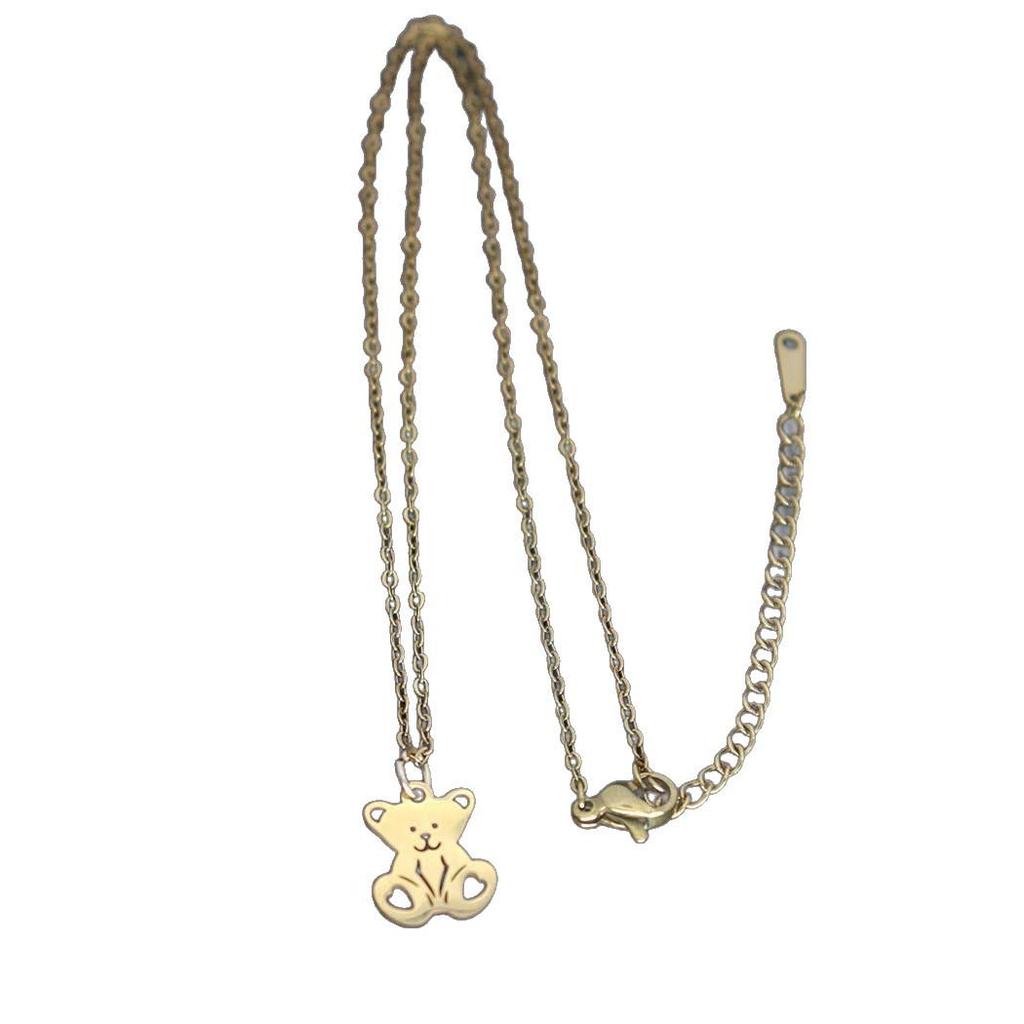 Stylish Stainless Steel Heart Bear Pendant Necklace for Women - Trendy Christmas Clavicle Chain Jewelry