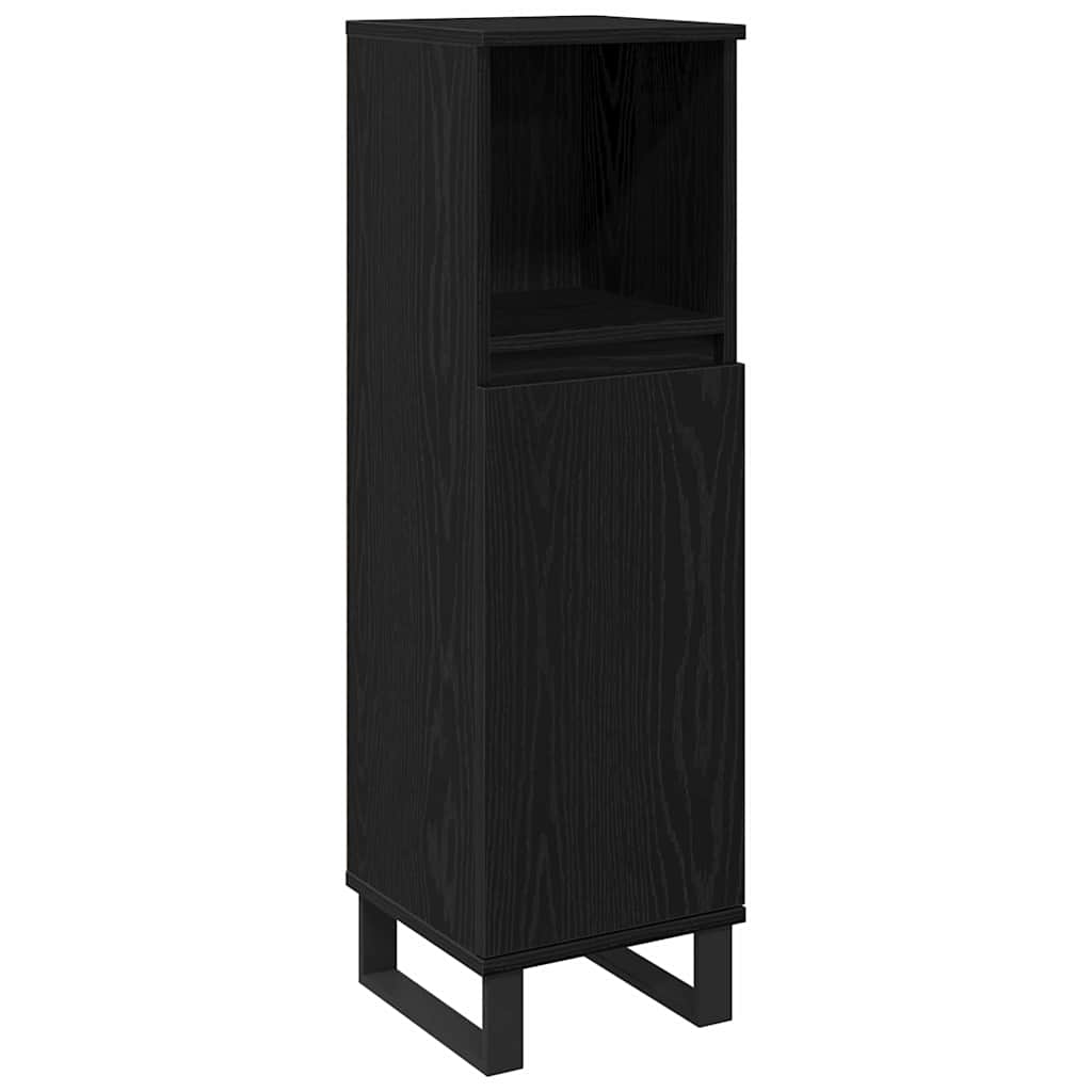 Bathroom Cabinet with Door Black Oak Effect 30 X 30 X 100 Cm