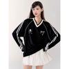 Bow Tie Women Long Sleeved T-shirts V-neck Loose Long Sleeved Pullover Tee Korean Style Autumn New Fashion Women's Top