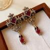 Luxury Retro Palace Style Full  Dangle Earrings For Women Antique Gold Color Drop Earrings Vintage Jewelry Accessories