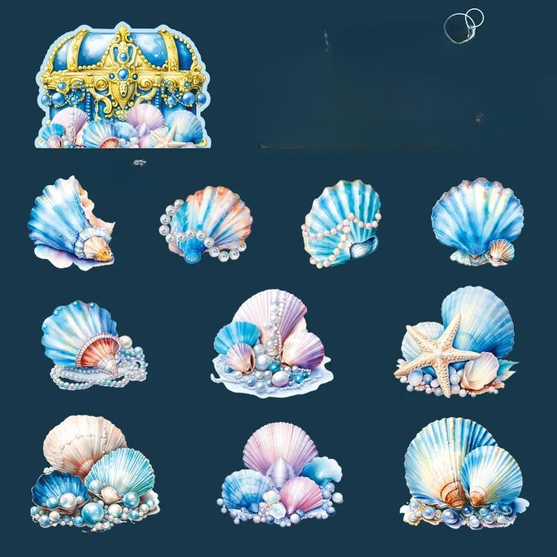

20 шт. симпатичных подводных ракушек с жемчужинами, декоративный набор наклеек, винтажный коллаж, скрапбукинг, этикетка, дневник, альбом, журнал, планировщик