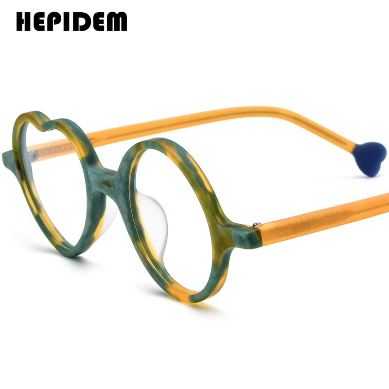 FONEX HEPIDEM Acetate Eyeglasses Frame Men New Round Brand Design Glasses Women Retro Vintage Eyewear Japanese Spectacles 9356