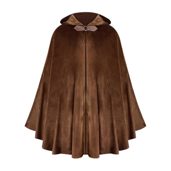 Sametový plášť s kapucí Kovová kruhová dekorace Retro styl Halloween Cosplay Šál Tajemný slavnostní kostýmní doplněk
