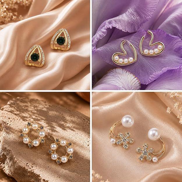 Pretty Pairings 12 Pairs Earrings Set for Women with Jewellery Box | Stylish Stud, Pearl, Drop & Designer Earrings |