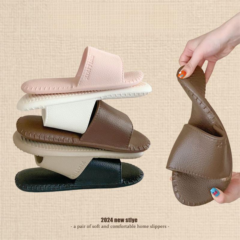 Retro Leather-Texture Summer Slippers for Men and Women - Lightweight, Cool, Casual Home Wear, In Stock
