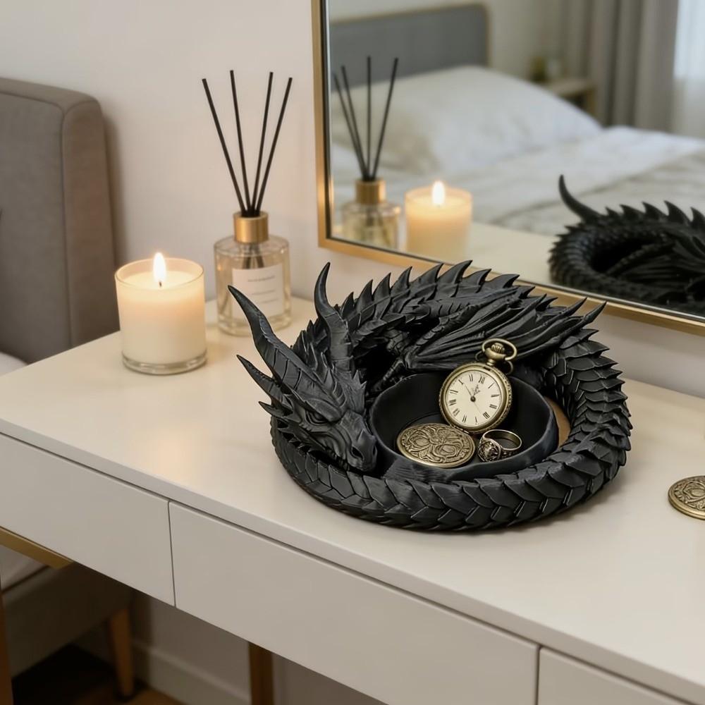 Gotische 3D-geprinte Drakenbakje Decoratieve Sleutelhanger Opbergdoosje Cadeau voor Drakenliefhebbers