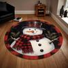 1Pcs Christmas Snowman Buffalo Plaid Print Round Area Rug Indoor Non-Slip Washable Fiber Carpet Soft Comfortable Mat For Bedroom Living Room