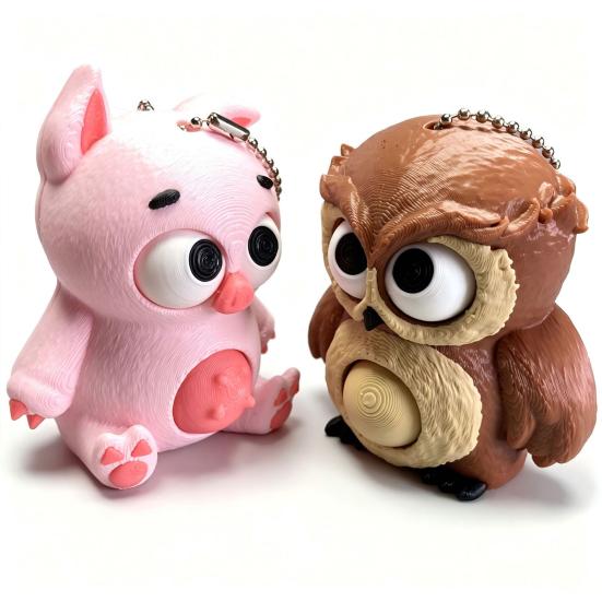 3D Printed Animals Fidget Clicker Keychain, Anxiety Stress Relief Sensory Toy, Cartoon Animal Charm for Backpack, Keys, Bags