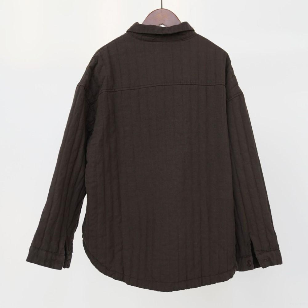 Johnature Women Vintage Winter Shirts Tops Thick Turn-down Collar Solid Color Blouses Long Sleeve Shirts