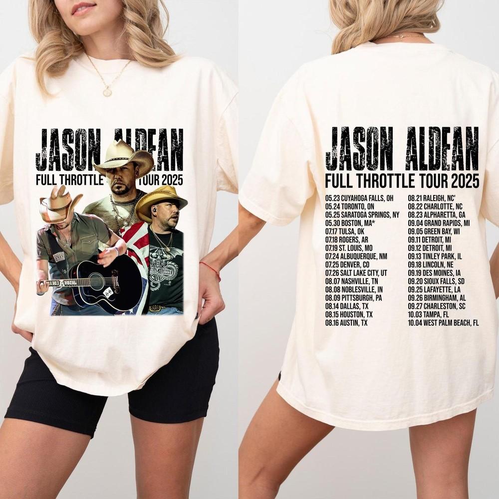 

Jason Aldean Full Throttle Tour 2025 T-Shirt Country Music Co Unisex T-Shirt XL