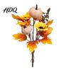 Rustic Autumn Floral Display Artificial Fall Bouquet with Fabric Pumpkins Maple Leaves Wheat Berries Pumpkin Decoration Home Decor for Thanksgiving
