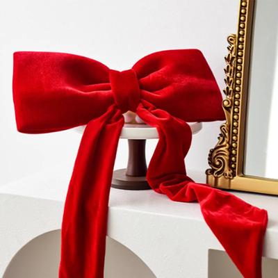 Long Velvet Bow Christmas Tree Decoration Pendant Enlarged Christmas Bows Hanging Ornaments Diy Wedding Decor Home Party Festive