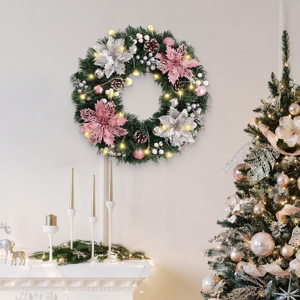 Christmas Wreath Cone with Light Backdrop Party Window Wedding Festival Holiday Winter