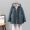Winter new thermal hooded down jacket women's rhombus warm and thin fashion age-reducing versatile medium and long top