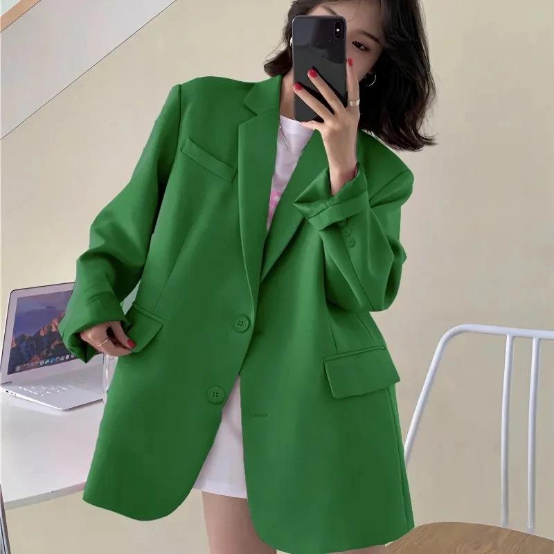 Spring Autumn Women Blazers Elegant Korean Casual Solid Suit Jacket Fashion Coats Office Lady Coat Outerwear