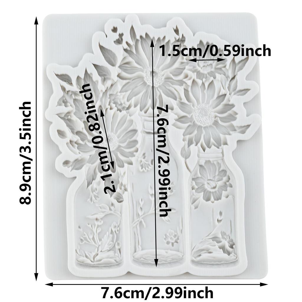 Flower Vase Silicone Molds Lotus Rose Daisy Flower Fondant Mold Relief Flower Mold Cake Decorating Tools Cupcake Topper Candy Chocolate Gumpaste Mold