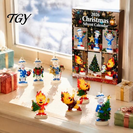 24 Day Countdown Box Christmas Advent Calendar 2026, 24-Day Surprise with Holiday Gift Boxes Acrylic Pendants, Anime Themed Collectible Gifts