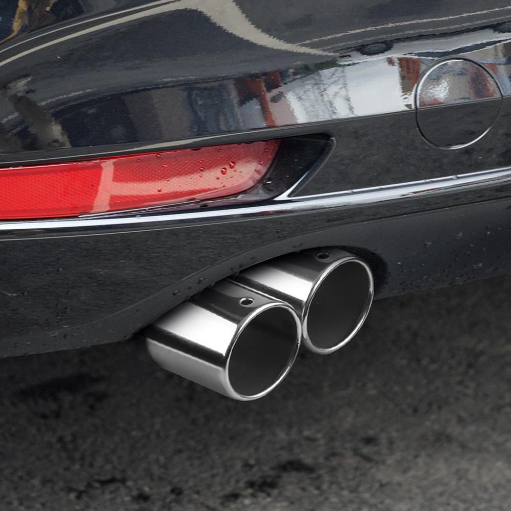 Universal Car Exhaust Muffler Exhaust Pipe Tail Throat Stainless Steel Car Muffler Tip Chrome Round Pipe Exhaust Tail Muffler