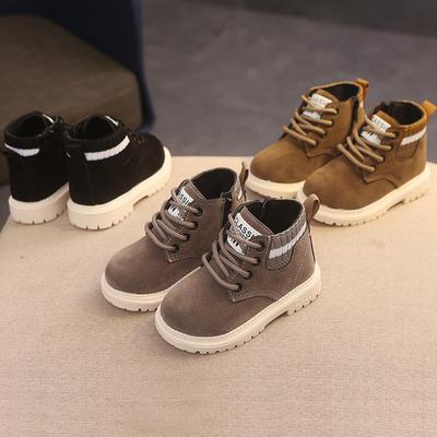 Botas de moda retro para niños, botas de invierno nuevas, cálidas y gruesas de cuero, botas de nieve, zapatos de bebé