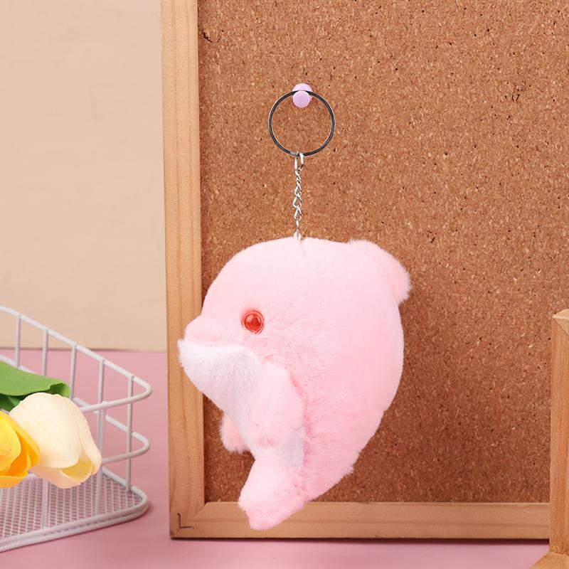 Kawaii Dolphin Plush Toy Cartoon Stuffed Animal Keychain Lovely Plush Doll Key Holder Backpack Pendant For Kid Gifts