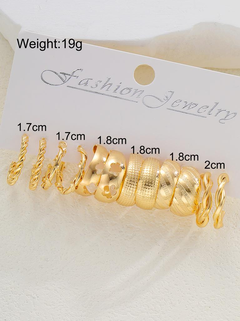 12/48pcs Bohemian Gold Color Metal Earrings Set For Women Fashion Pearl C-Shape Stud Earrings Daily Party Jewelry Festivals Gift
